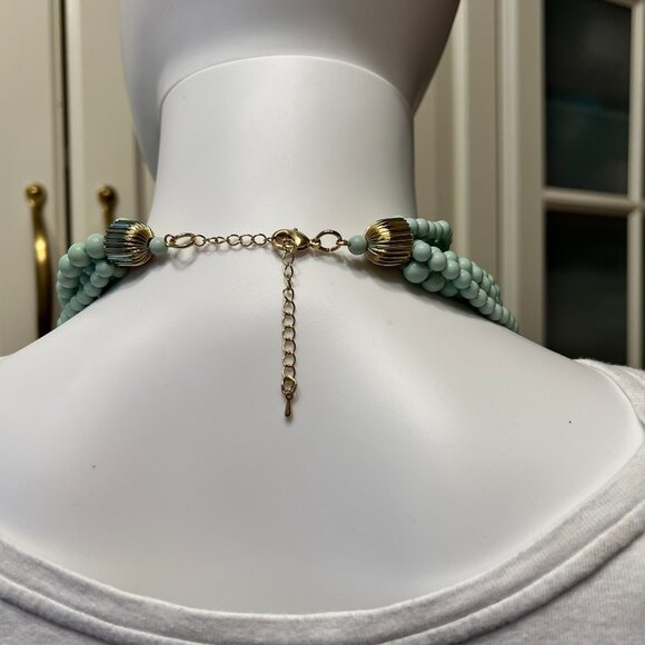 Mint Green Multi-Strand Beaded Statement Necklace (Very Pretty) - Picture 2 of 3